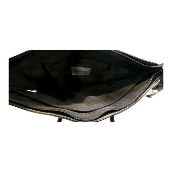 Tignanello Classic Black Leather Computer Bag, Shoulder Bag, Work Tote Nwot - Picture 4 of 6